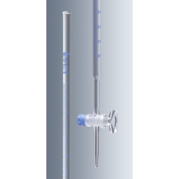 BURETA GRADUADA LLAVE VIDRIO CON MACHO DE PTFE IMPORTADA